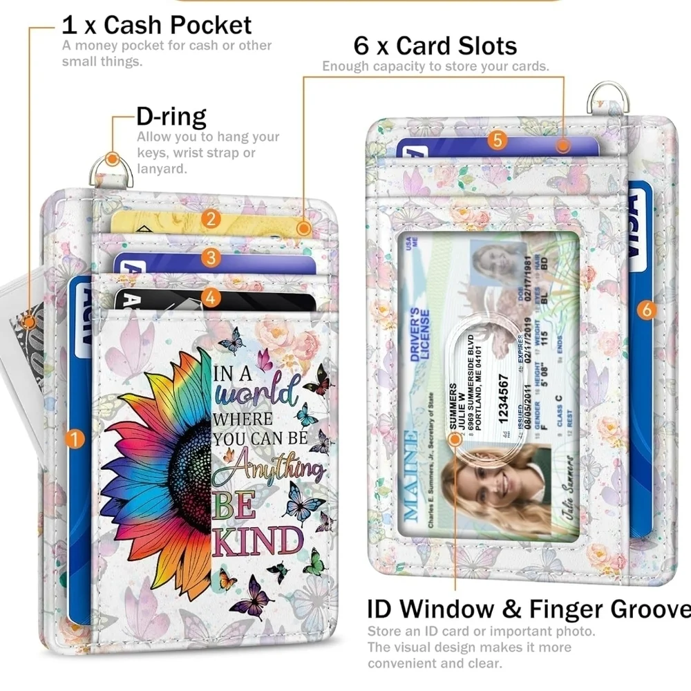 Floral Leather RFID Card Holder